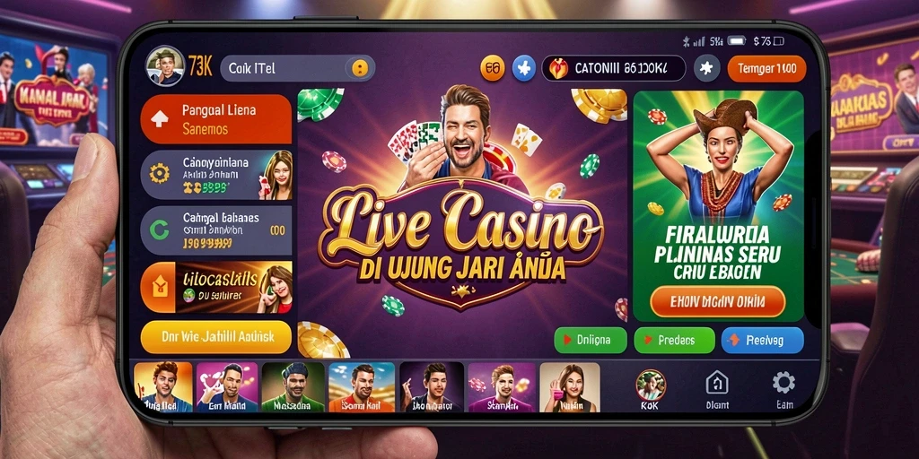 Gameplay Live Casino penuh aksi di aplikasi 73K.