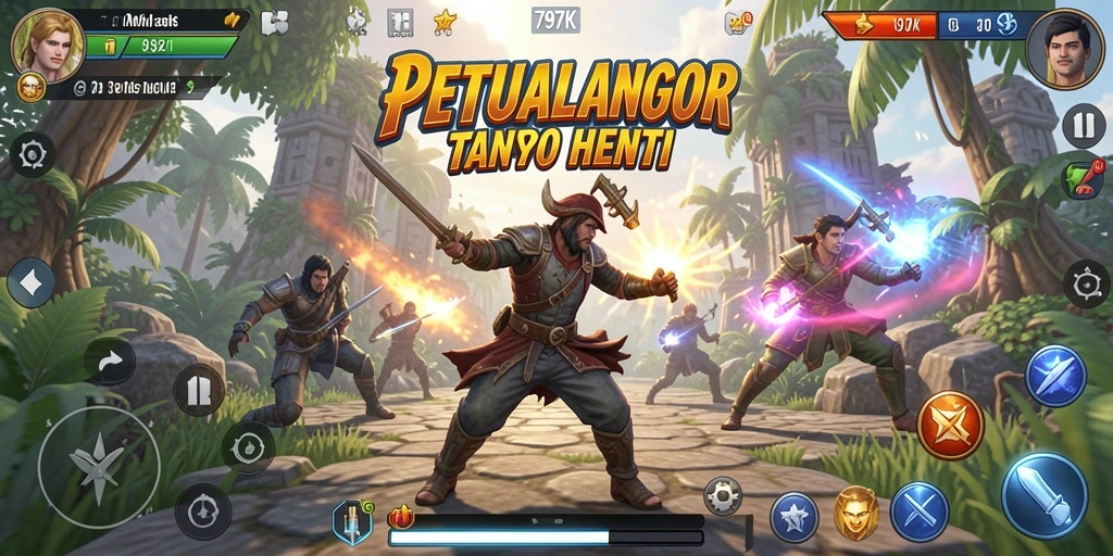 Screenshot gameplay 797K menampilkan karakter dalam aksi berkelahi.