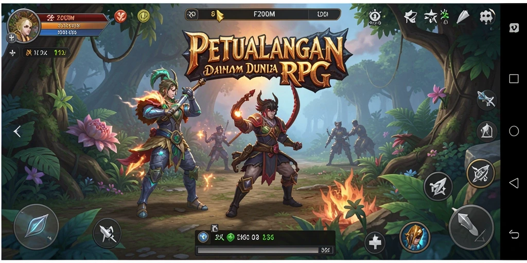 Tampilan menarik dari gameplay RPG F200M dengan karakter yang dinamis.