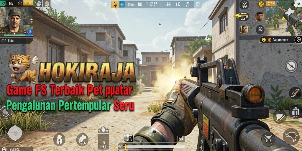 Tampilan aksi seru dalam HOKIRAJA dengan gameplay FPS yang mendebarkan.