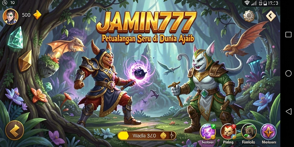 Screenshot utama menunjukkan gameplay seru dalam petualangan JAMIN777.