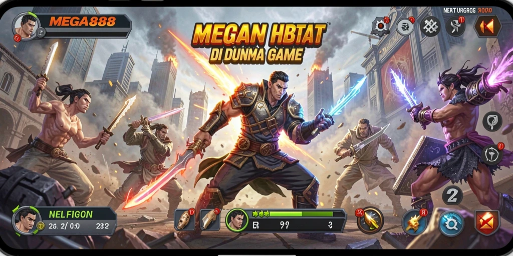 Tampilan gameplay seru dari MEGA888 dengan karakter Fighting.