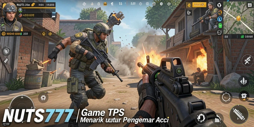 Tampilan gameplay menegangkan dalam NUTS777 saat pertempuran berlangsung.