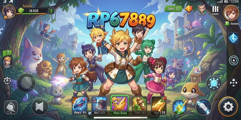Screenshot utama RP6789 menampilkan karakter anime dalam aksi.