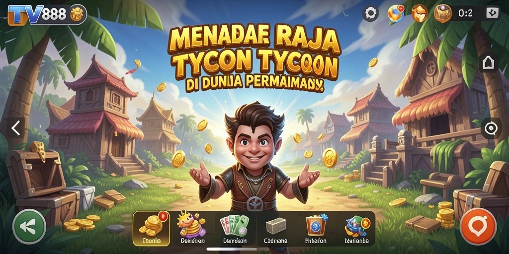 Screenshot gameplay TV888 menampilkan aksi seru dalam manajemen bisnis Tycoon.