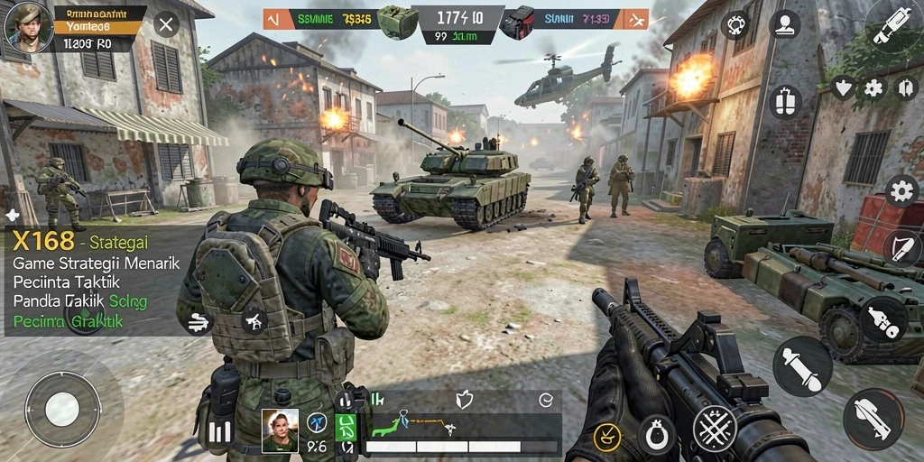 Tampilan gameplay strategis yang mendebarkan di X168.